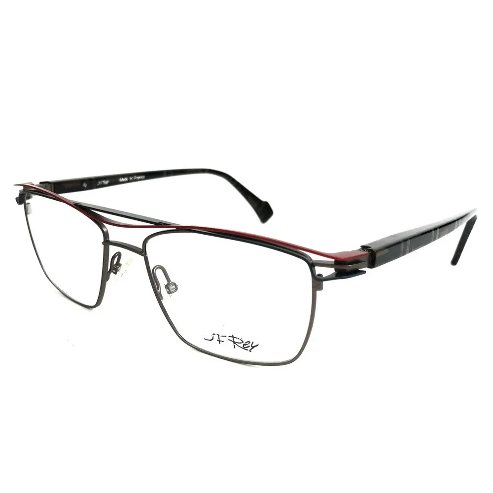 J.F. Rey Eyeglasses Frames JF2963 0530 Brown Blue Gray Red Rectangle 53-17-148